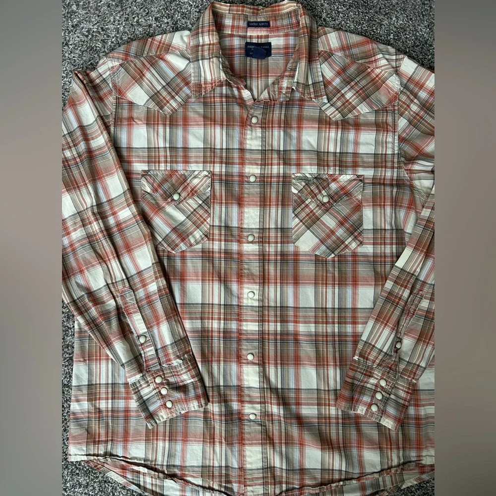 5/$25 American Eagle men’s vintage slim fit pearl snap shirt size XL
